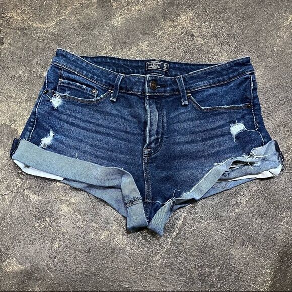 Abercrombie Fitch Harper Distressed Denim Jean Cut Off Shorts size 28/6 - Picture 1 of 8